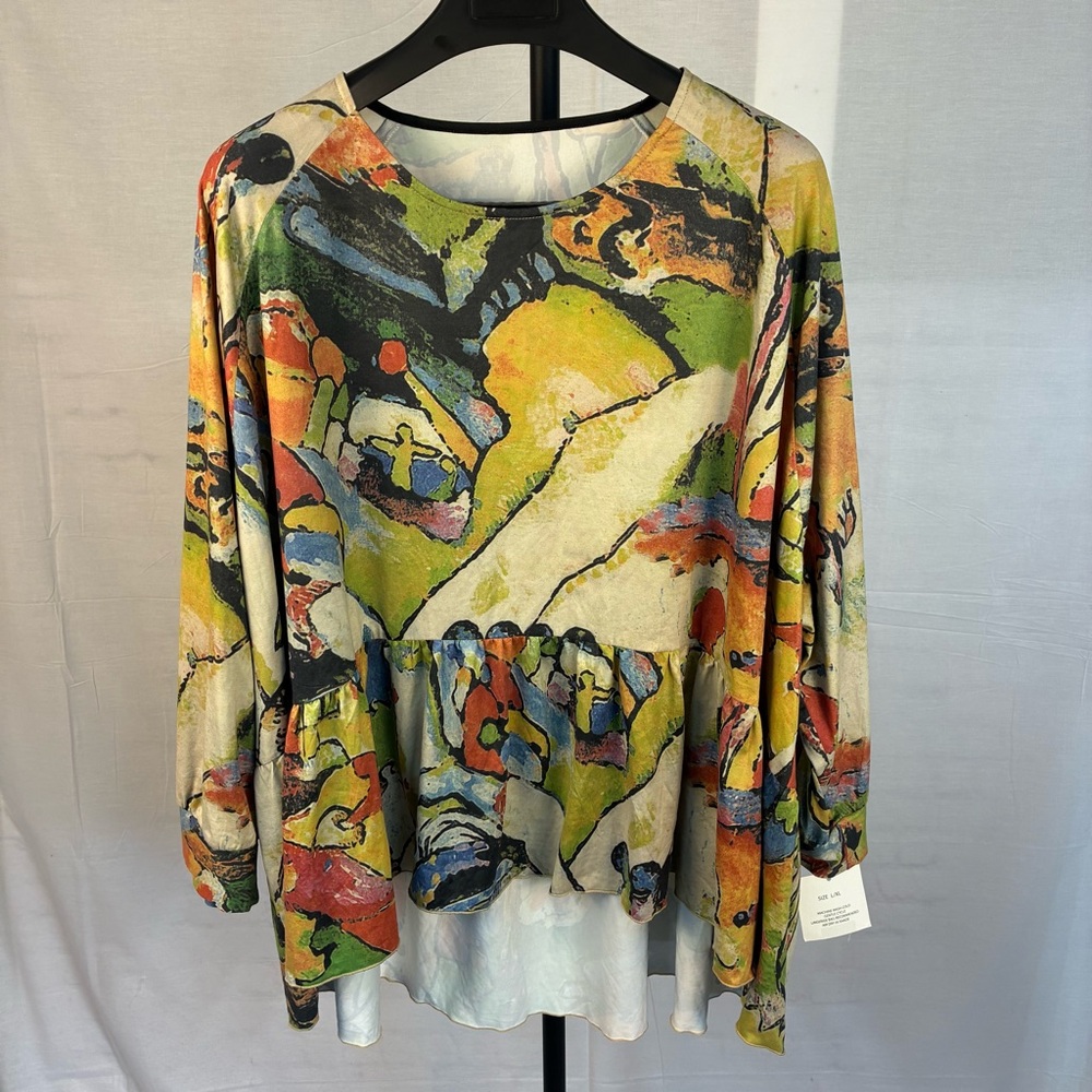 NWT 3 Potato Art To Wear Tiered Flounce Top L XL